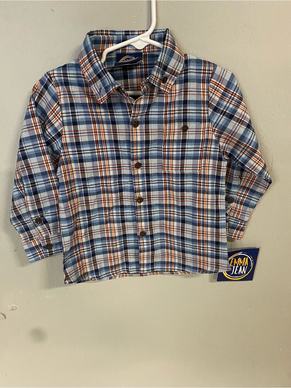 Boys' Emma James NWT Blue Plaid Button-Up Shirt